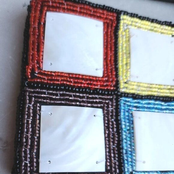 Mad BD Genuine Square Mother-of-Pearl Beaded Coin Bag/Wristlet/Cell Phone Case - Picture 9 of 10